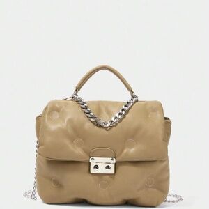Chic Beige Shoulder Bag with Chain Detail